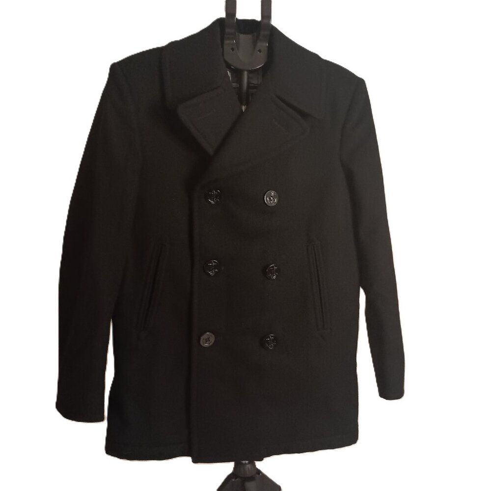Peacoat Black Wool Double Breasted DLA Quarterdeck Enlisted  Men’s Size 38R EUC